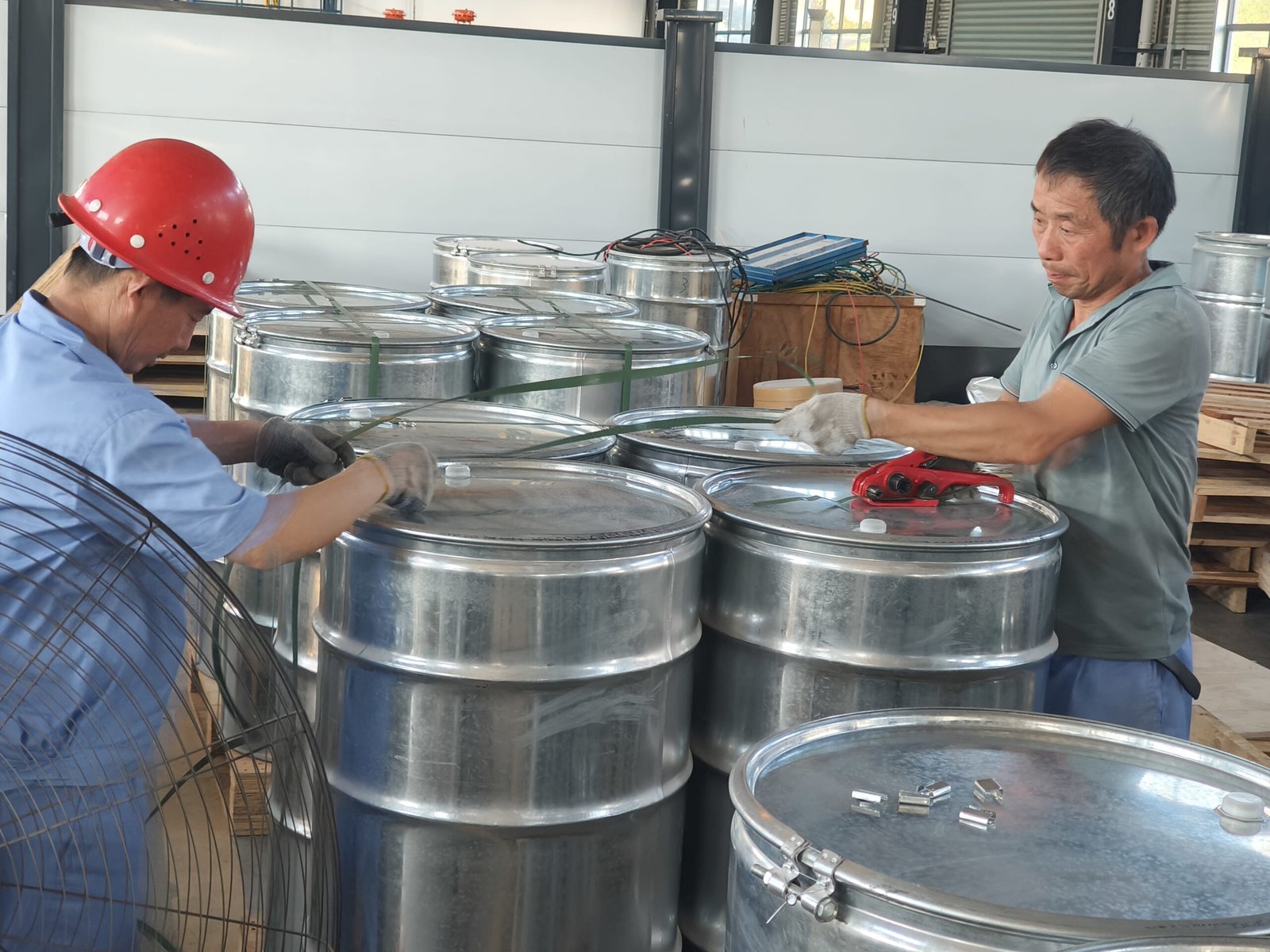 Industrial air compressor system with labeled components