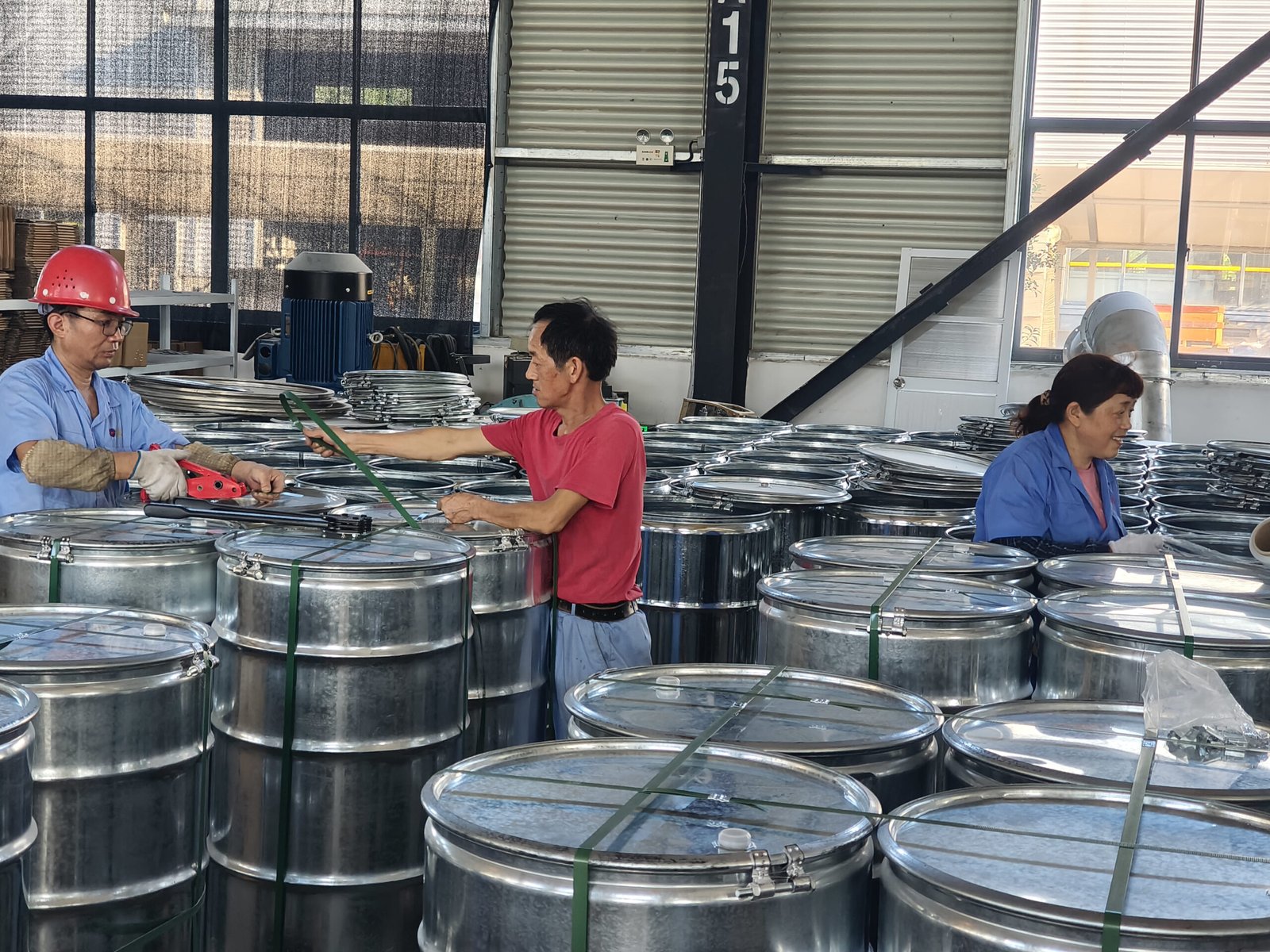 Interior of a shipping container with boxes of electronics