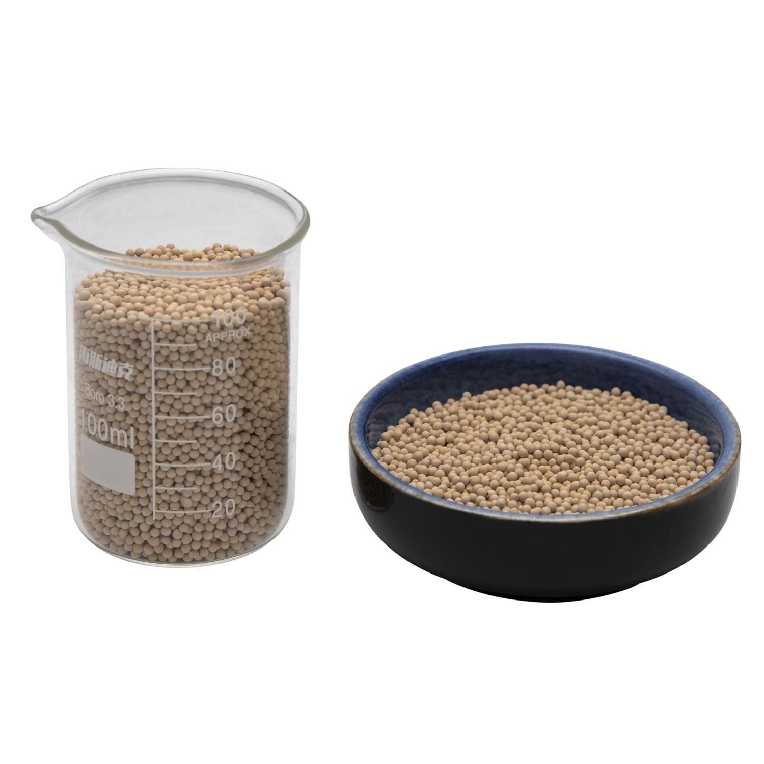 A close-up view of molecular sieve beads showing their porous texture.