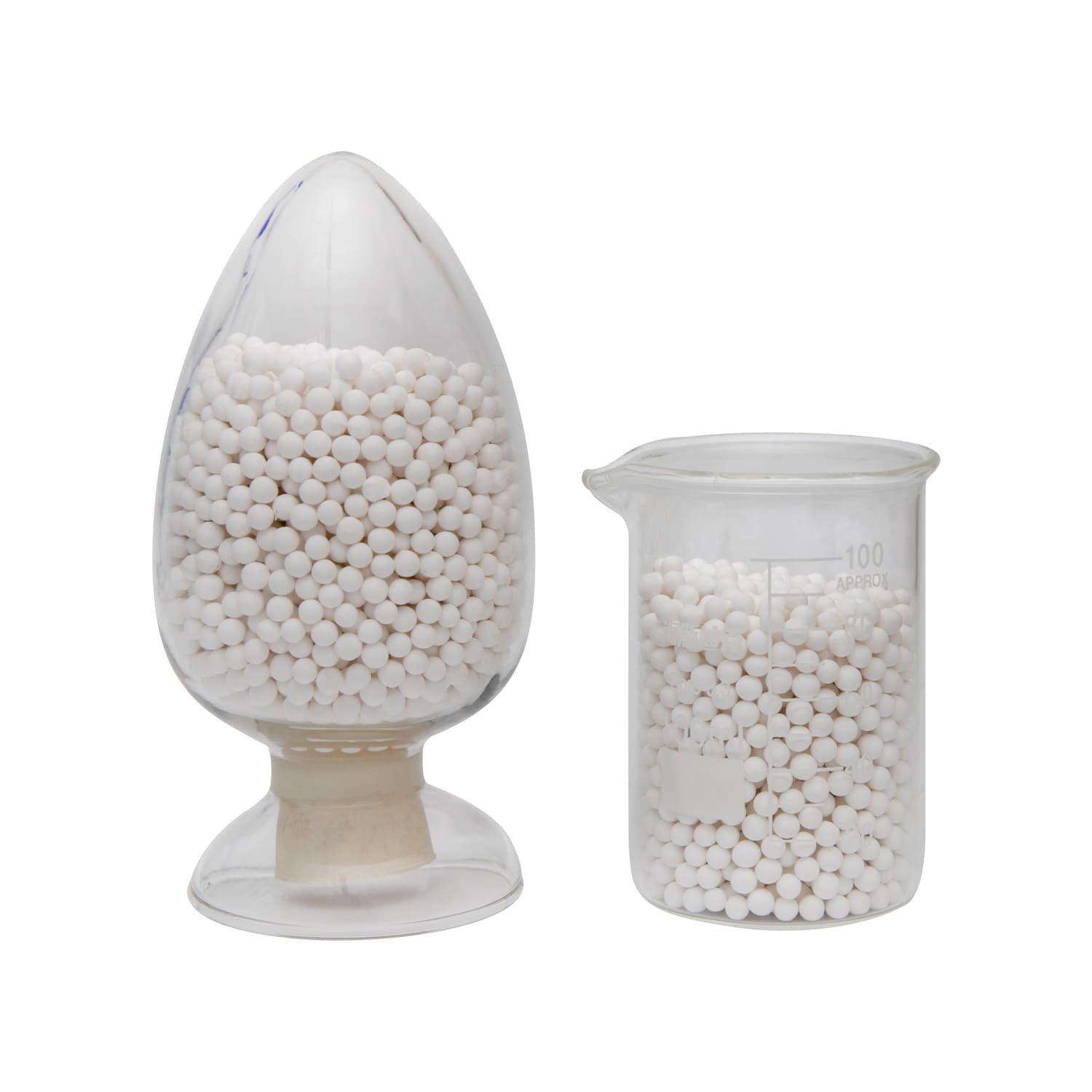 Chart showing different sizes of activated alumina beads