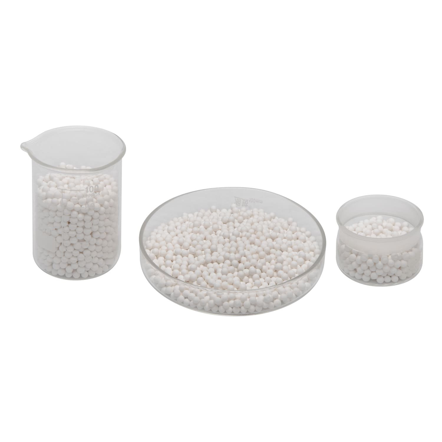 Activated alumina beads in a lab setting
